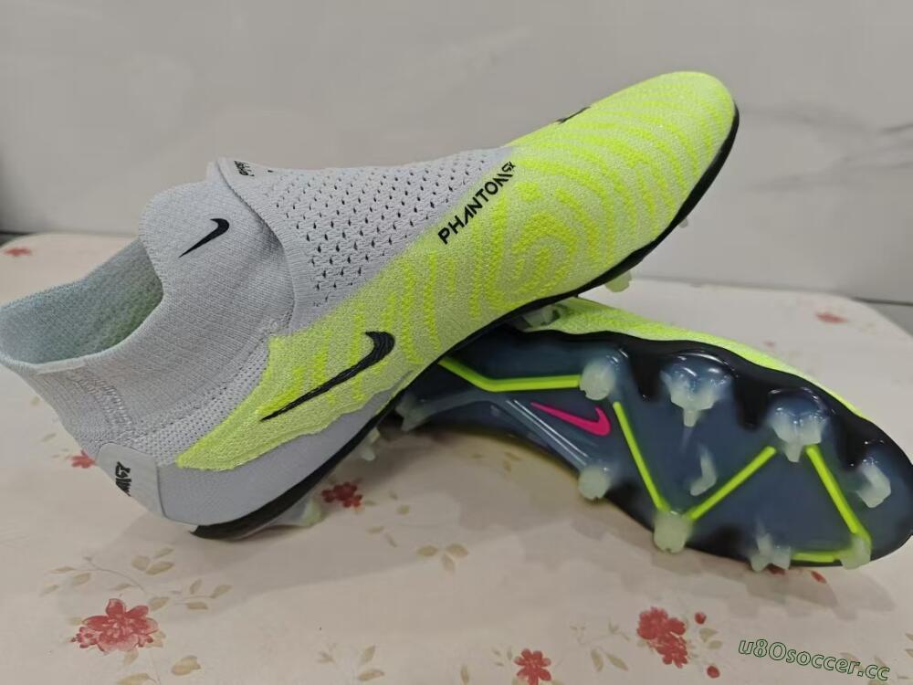 Unisex Nike Phantom GX Elite DF FG Firm Ground High-Tops Football Boots - Green/Pink/Black/White