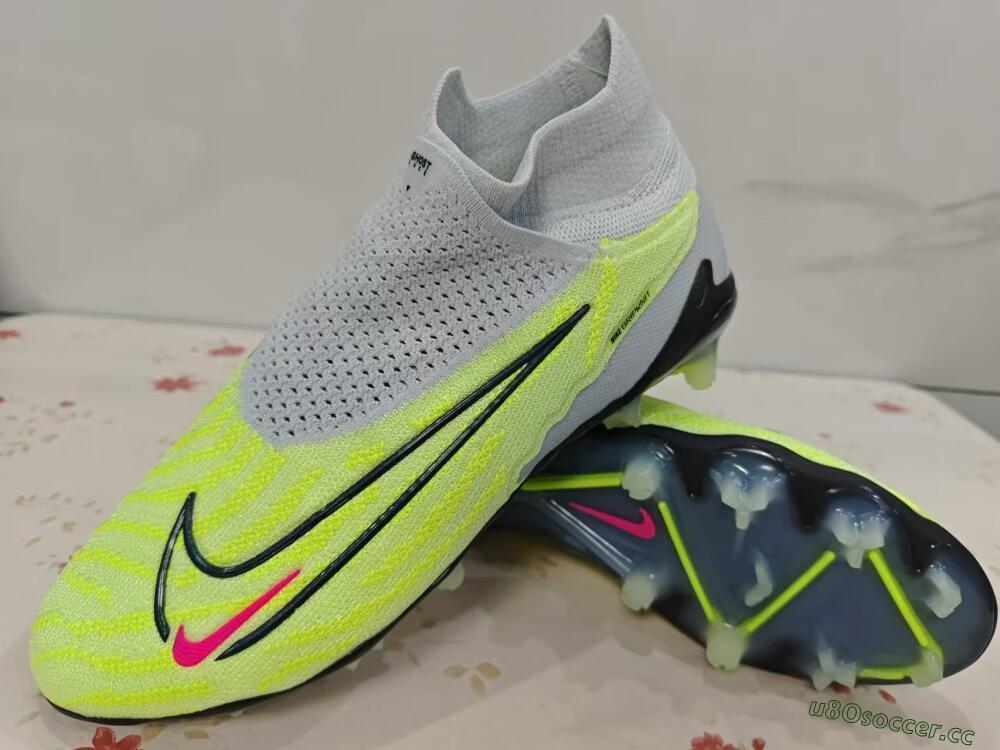 Unisex Nike Phantom GX Elite DF FG Firm Ground High-Tops Football Boots - Green/Pink/Black/White