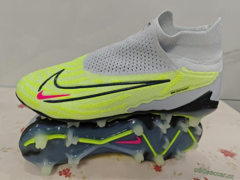 Unisex Nike Phantom GX Elite DF FG Firm Ground High-Tops Football Boots - Green/Pink/Black/White