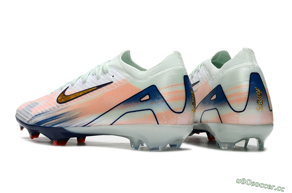 Unisex Nike Air Zoom Mercurial Vapor 16 Elite FG Firm Ground Low-Tops Football Boots - White/Pink/Blue 5