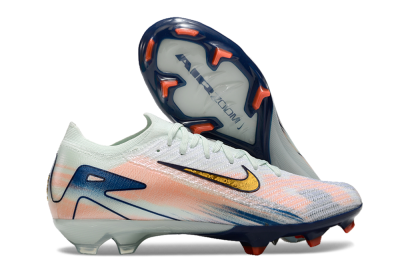Unisex Nike Air Zoom Mercurial Vapor 16 Elite FG Firm Ground Low-Tops Football Boots - White/Pink/Blue