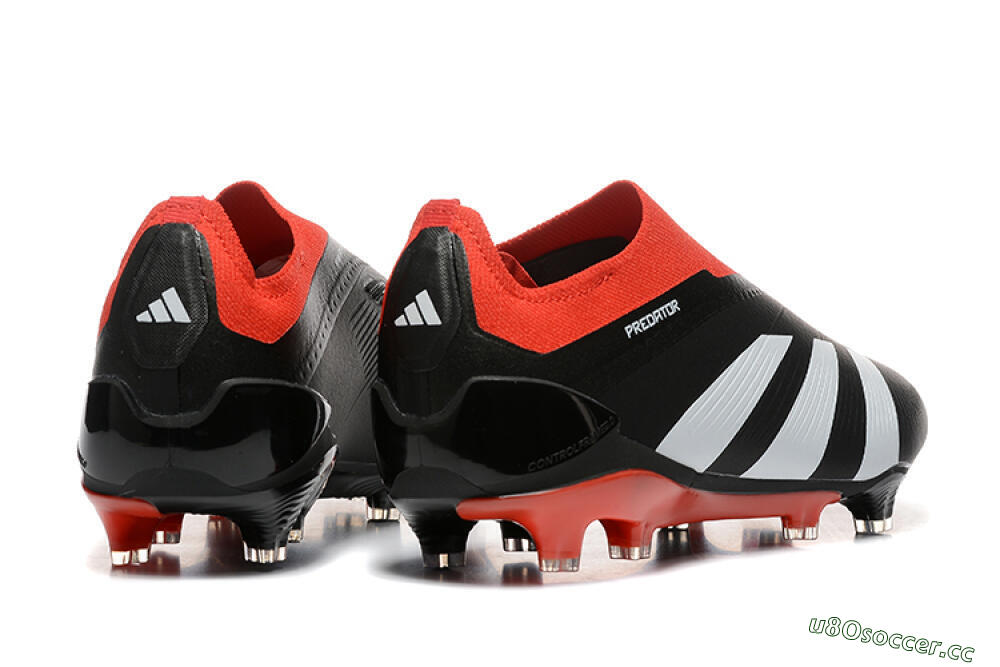 Men's Adidas Predator Elite Laceless FG Firm Ground Low-Tops Football Boots - Black/White/Red 9