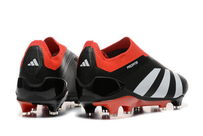 Men's Adidas Predator Elite Laceless FG Firm Ground Low-Tops Football Boots - Black/White/Red