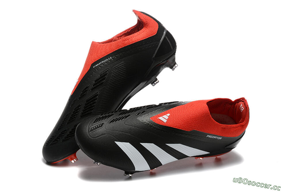 Men's Adidas Predator Elite Laceless FG Firm Ground Low-Tops Football Boots - Black/White/Red 6