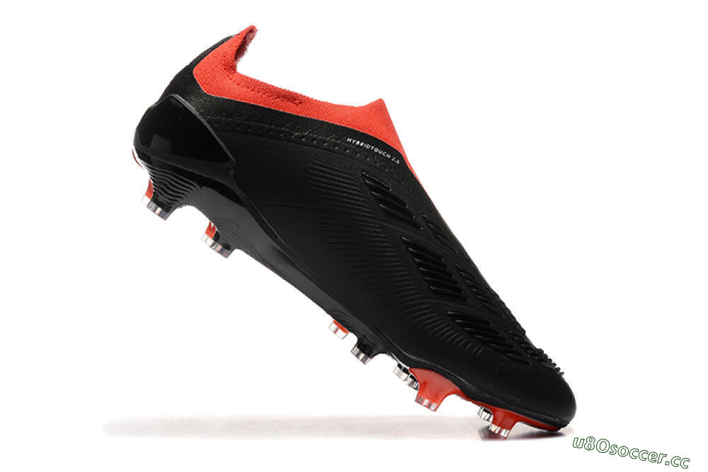 Men's Adidas Predator Elite Laceless FG Firm Ground Low-Tops Football Boots - Black/White/Red 7