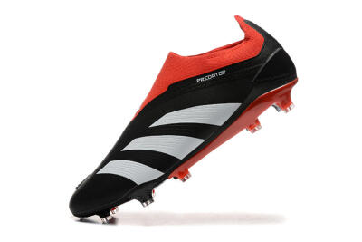 Men's Adidas Predator Elite Laceless FG Firm Ground Low-Tops Football Boots - Black/White/Red