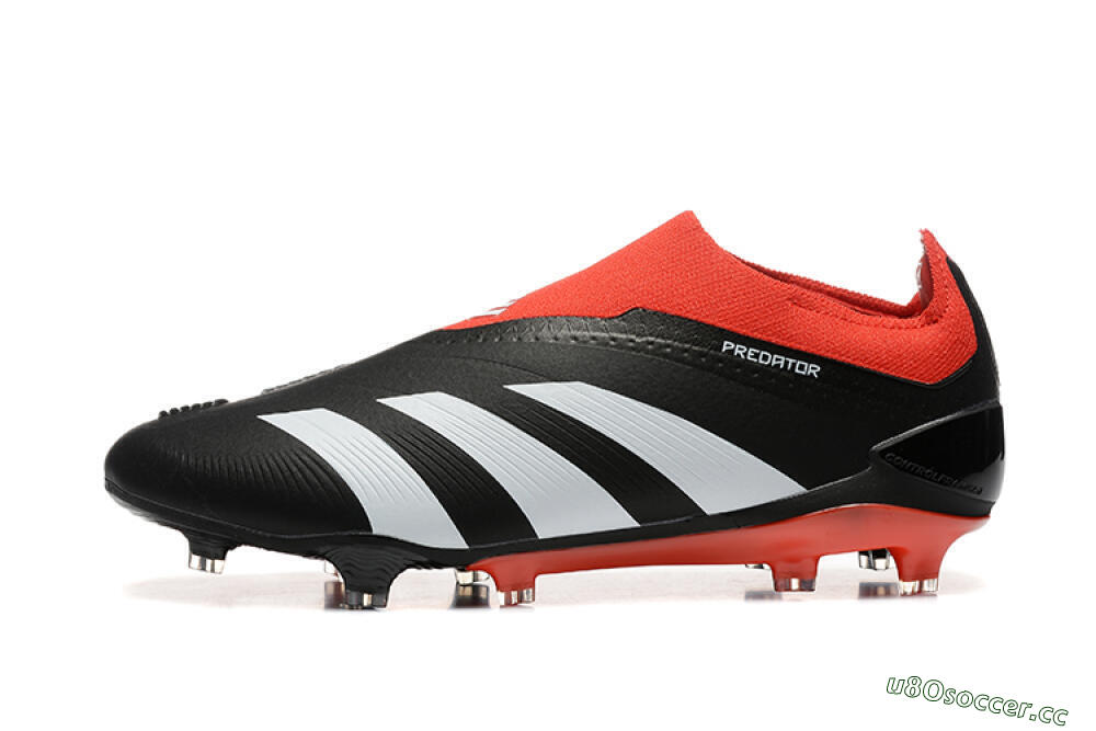 Men's Adidas Predator Elite Laceless FG Firm Ground Low-Tops Football Boots - Black/White/Red 0