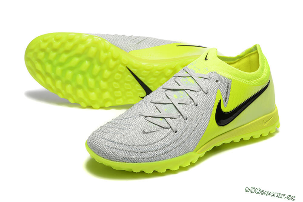 Men's Nike Phantom GX 2 Elite TF Artificial Turf Low-Tops Football Shoes - Grey/Yellow/Black 3