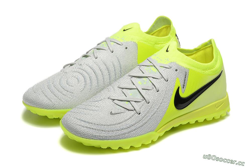 Men's Nike Phantom GX 2 Elite TF Artificial Turf Low-Tops Football Shoes - Grey/Yellow/Black 5