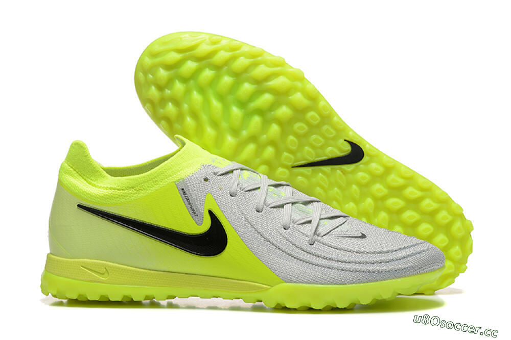 Men's Nike Phantom GX 2 Elite TF Artificial Turf Low-Tops Football Shoes - Grey/Yellow/Black 2