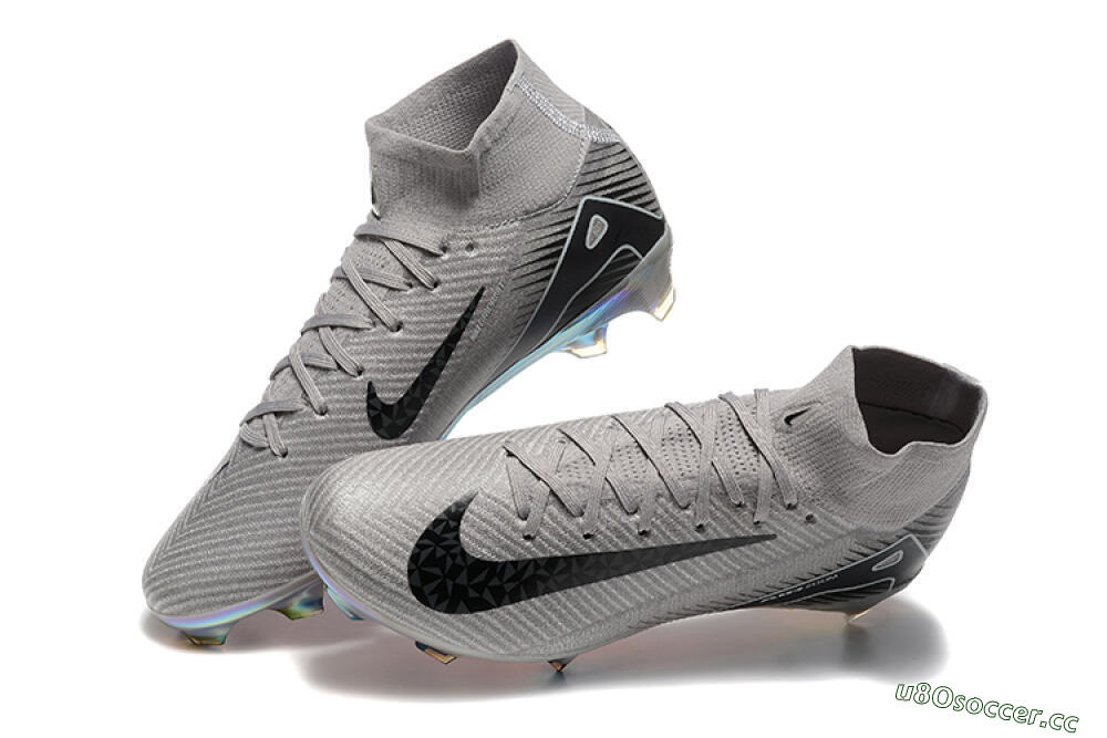 Men's Nike Air Zoom Mercurial Superfly 10 Elite FG Firm Ground High-Tops Football Boots - Grey/Black/White/Gold 6