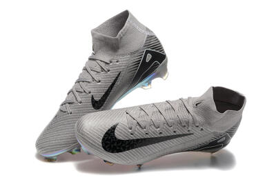 Men's Nike Air Zoom Mercurial Superfly 10 Elite FG Firm Ground High-Tops Football Boots - Grey/Black/White/Gold