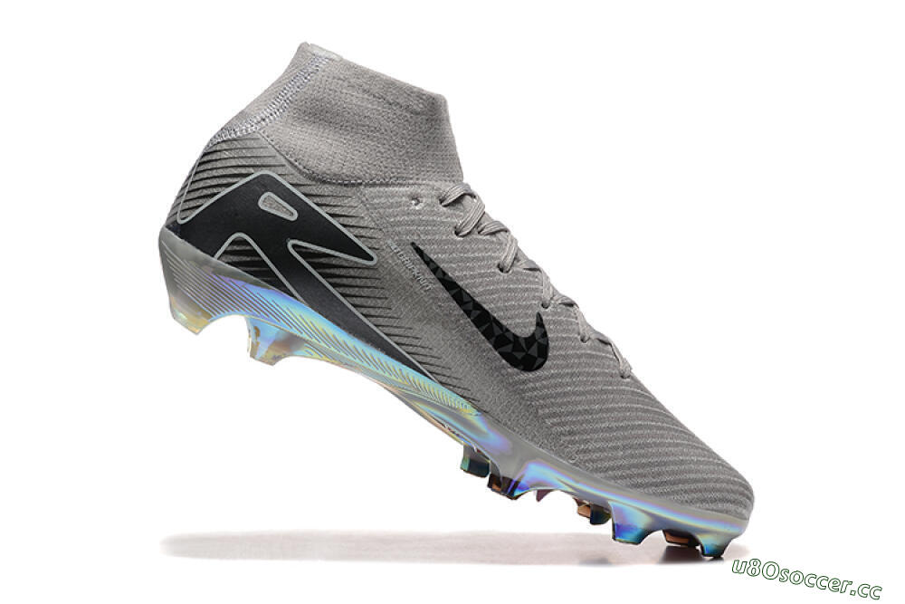 Men's Nike Air Zoom Mercurial Superfly 10 Elite FG Firm Ground High-Tops Football Boots - Grey/Black/White/Gold 7