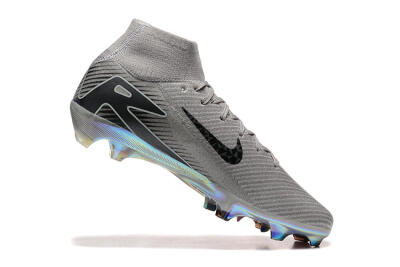 Men's Nike Air Zoom Mercurial Superfly 10 Elite FG Firm Ground High-Tops Football Boots - Grey/Black/White/Gold