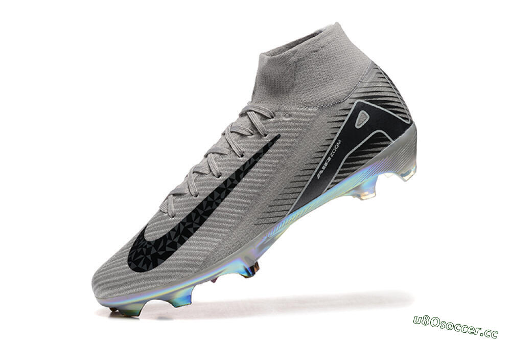 Men's Nike Air Zoom Mercurial Superfly 10 Elite FG Firm Ground High-Tops Football Boots - Grey/Black/White/Gold 8