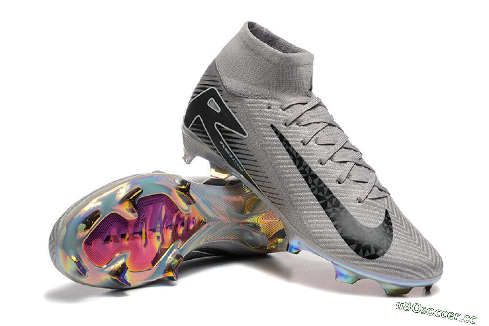 Men's Nike Air Zoom Mercurial Superfly 10 Elite FG Firm Ground High-Tops Football Boots - Grey/Black/White/Gold 4