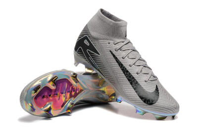 Men's Nike Air Zoom Mercurial Superfly 10 Elite FG Firm Ground High-Tops Football Boots - Grey/Black/White/Gold