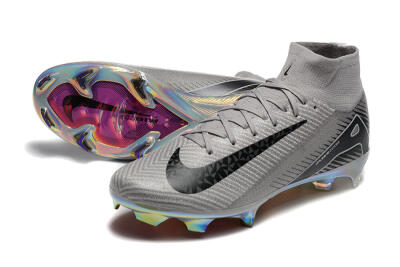 Men's Nike Air Zoom Mercurial Superfly 10 Elite FG Firm Ground High-Tops Football Boots - Grey/Black/White/Gold