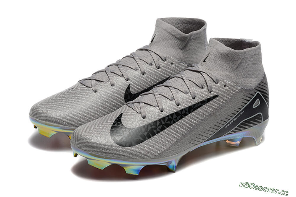 Men's Nike Air Zoom Mercurial Superfly 10 Elite FG Firm Ground High-Tops Football Boots - Grey/Black/White/Gold 5