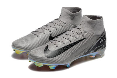 Men's Nike Air Zoom Mercurial Superfly 10 Elite FG Firm Ground High-Tops Football Boots - Grey/Black/White/Gold