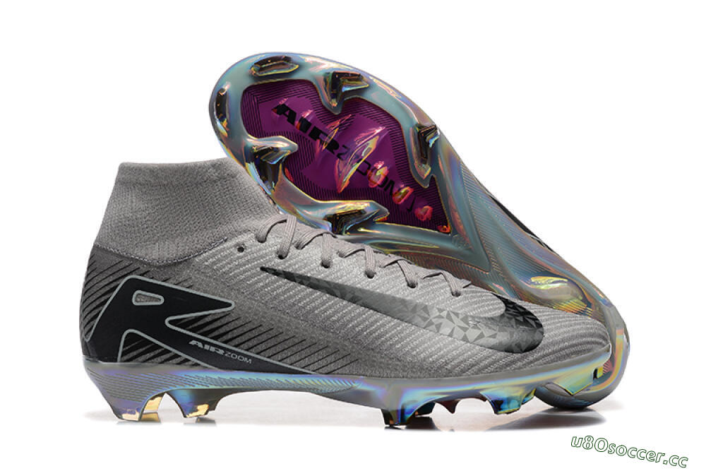 Men's Nike Air Zoom Mercurial Superfly 10 Elite FG Firm Ground High-Tops Football Boots - Grey/Black/White/Gold 2