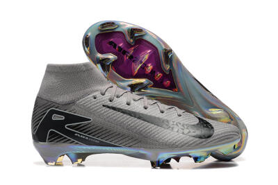 Men's Nike Air Zoom Mercurial Superfly 10 Elite FG Firm Ground High-Tops Football Boots - Grey/Black/White/Gold