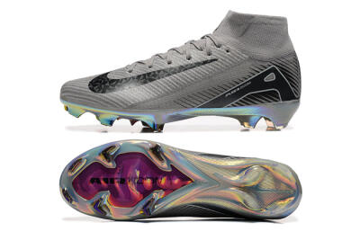 Men's Nike Air Zoom Mercurial Superfly 10 Elite FG Firm Ground High-Tops Football Boots - Grey/Black/White/Gold