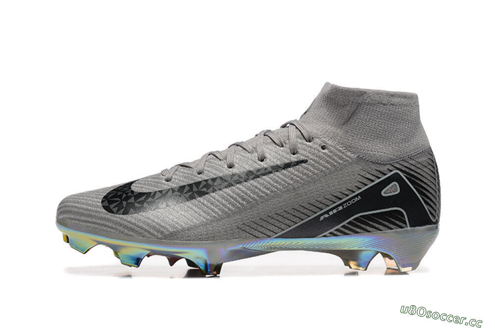 Men's Nike Air Zoom Mercurial Superfly 10 Elite FG Firm Ground High-Tops Football Boots - Grey/Black/White/Gold 0