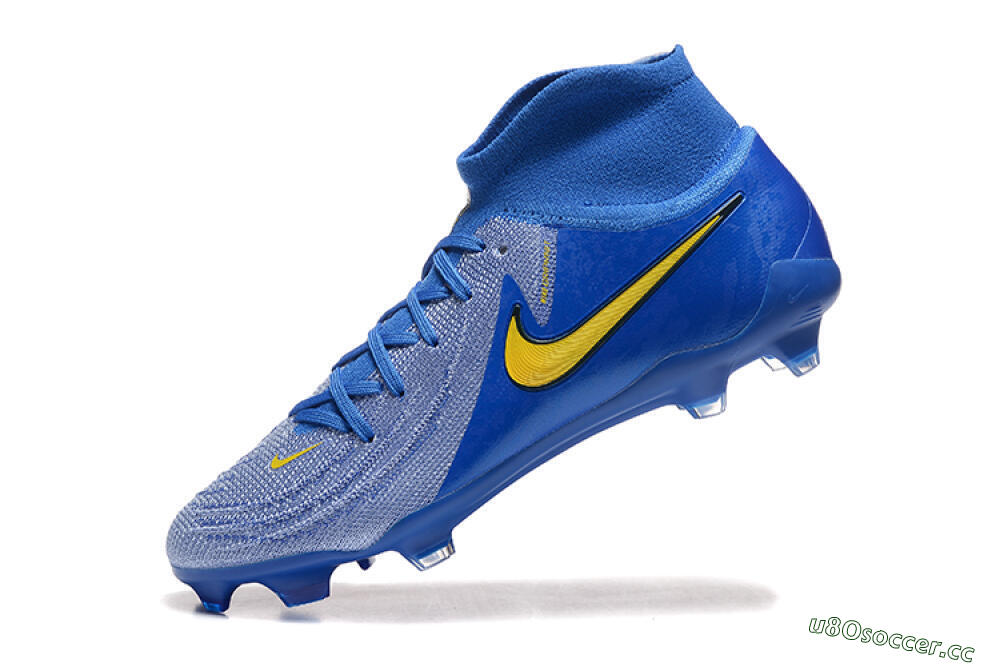 Men's Nike Phantom Luna Elite FG Firm Ground High-Tops Football Boots - Blue/Silver/Yellow 8