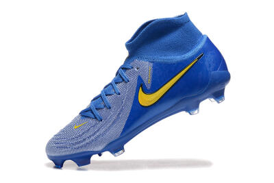 Men's Nike Phantom Luna Elite FG Firm Ground High-Tops Football Boots - Blue/Silver/Yellow