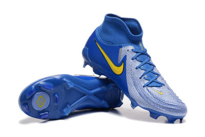 Men's Nike Phantom Luna Elite FG Firm Ground High-Tops Football Boots - Blue/Silver/Yellow