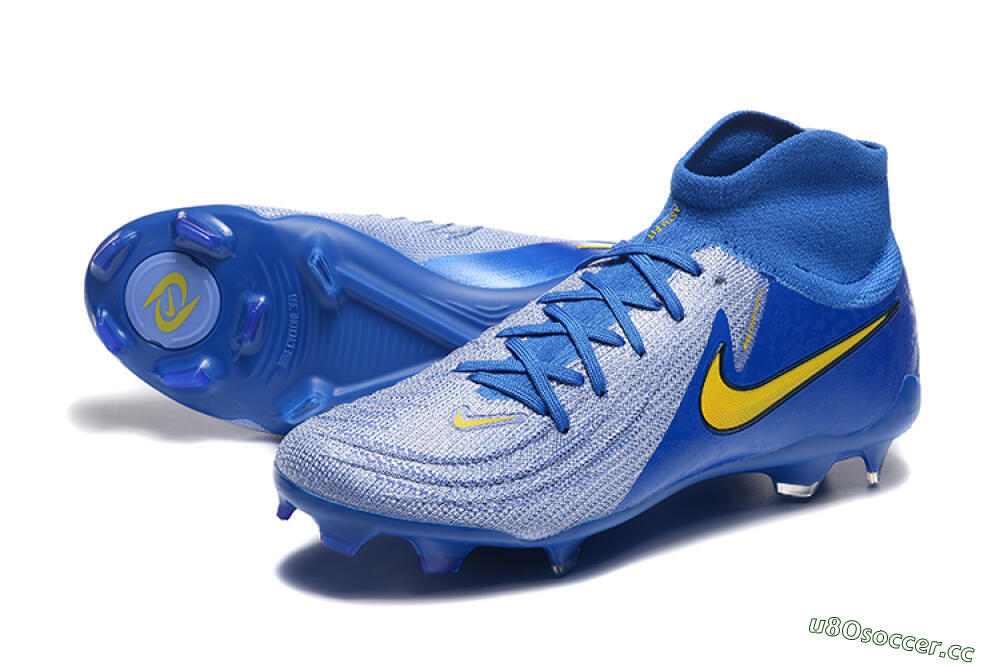 Men's Nike Phantom Luna Elite FG Firm Ground High-Tops Football Boots - Blue/Silver/Yellow 3
