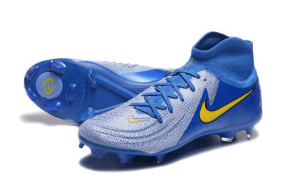 Men's Nike Phantom Luna Elite FG Firm Ground High-Tops Football Boots - Blue/Silver/Yellow