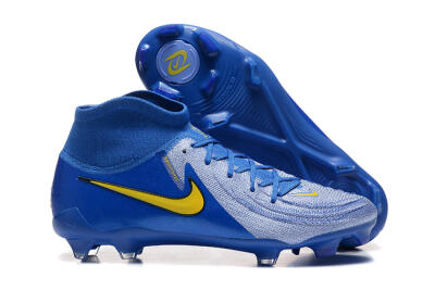 Men's Nike Phantom Luna Elite FG Firm Ground High-Tops Football Boots - Blue/Silver/Yellow