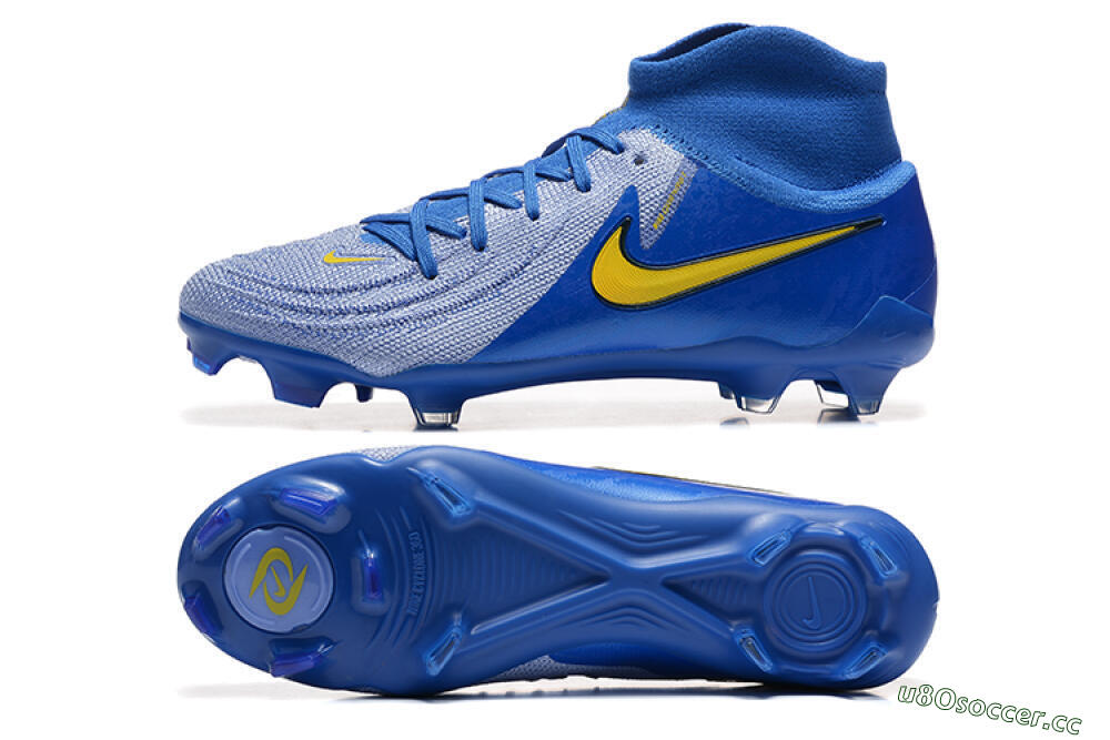 Men's Nike Phantom Luna Elite FG Firm Ground High-Tops Football Boots - Blue/Silver/Yellow 1