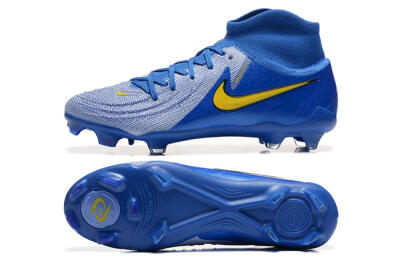 Men's Nike Phantom Luna Elite FG Firm Ground High-Tops Football Boots - Blue/Silver/Yellow