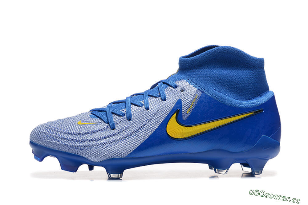 Men's Nike Phantom Luna Elite FG Firm Ground High-Tops Football Boots - Blue/Silver/Yellow 0