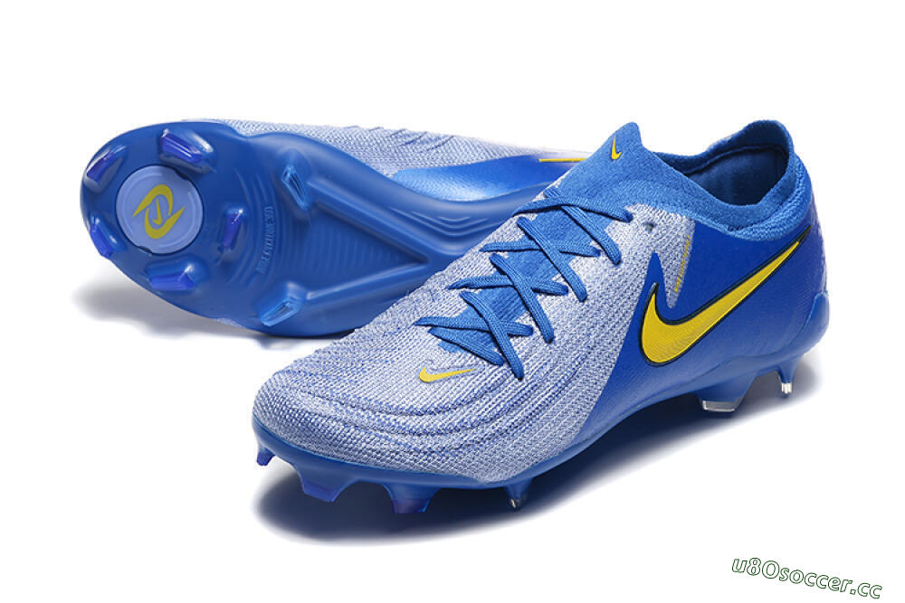 Men's Nike Phantom Luna Elite FG Firm Ground Low-Tops Football Boots - Blue/Silver/Yellow 3