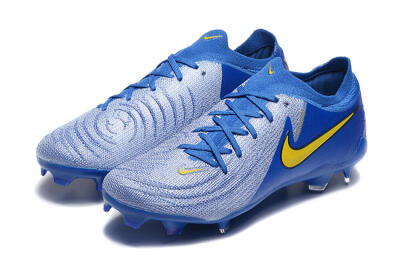 Men's Nike Phantom Luna Elite FG Firm Ground Low-Tops Football Boots - Blue/Silver/Yellow