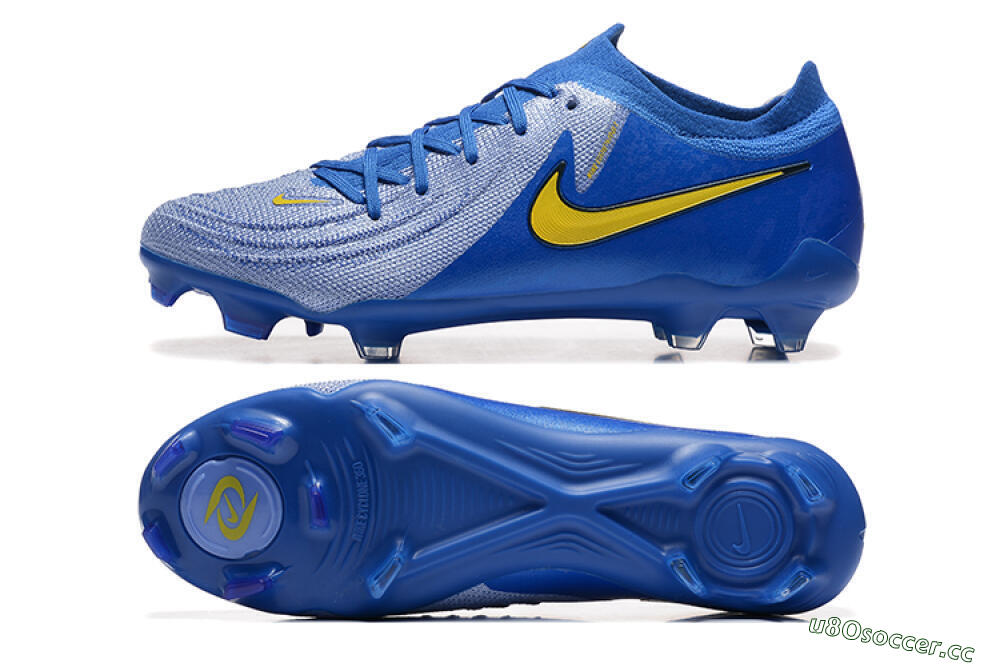 Men's Nike Phantom Luna Elite FG Firm Ground Low-Tops Football Boots - Blue/Silver/Yellow 1