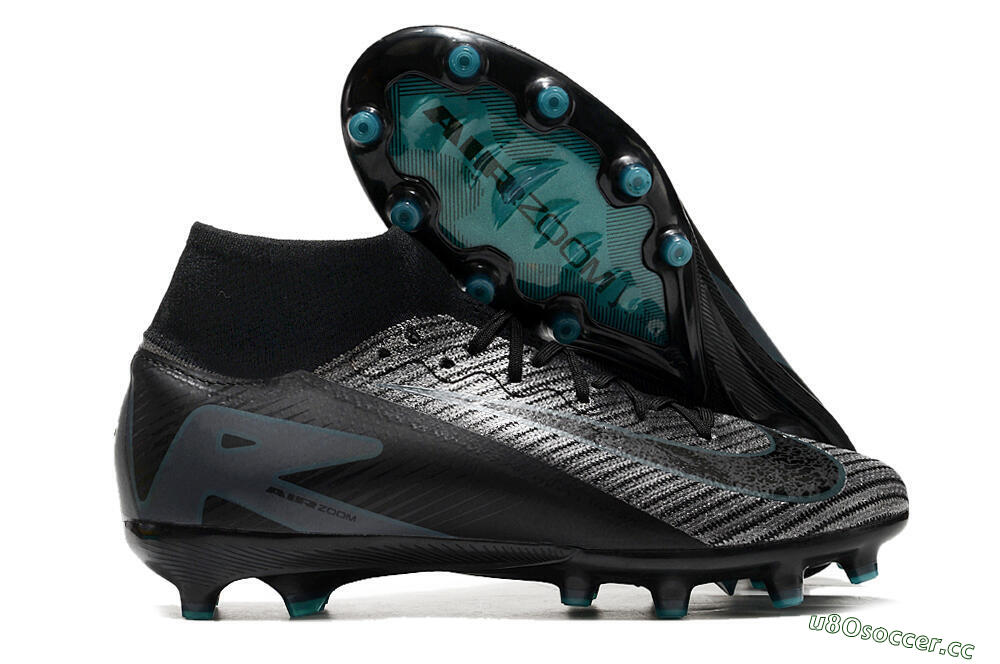 Unisex Nike Air Zoom Mercurial Superfly 10 Elite AG Artificial Grass High-Tops Football Boots - Blue/Silver/Jade 2