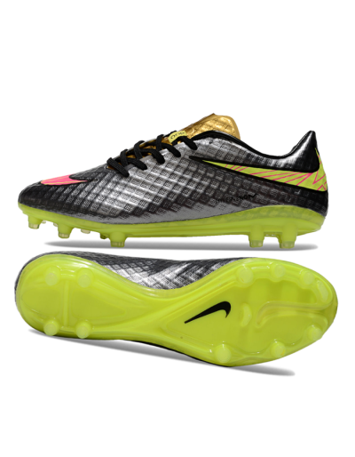 Men's Nike Hypervenom Phantom FG Firm Ground Low-Tops Football Boots - Black/Gold/Pink/Yellow