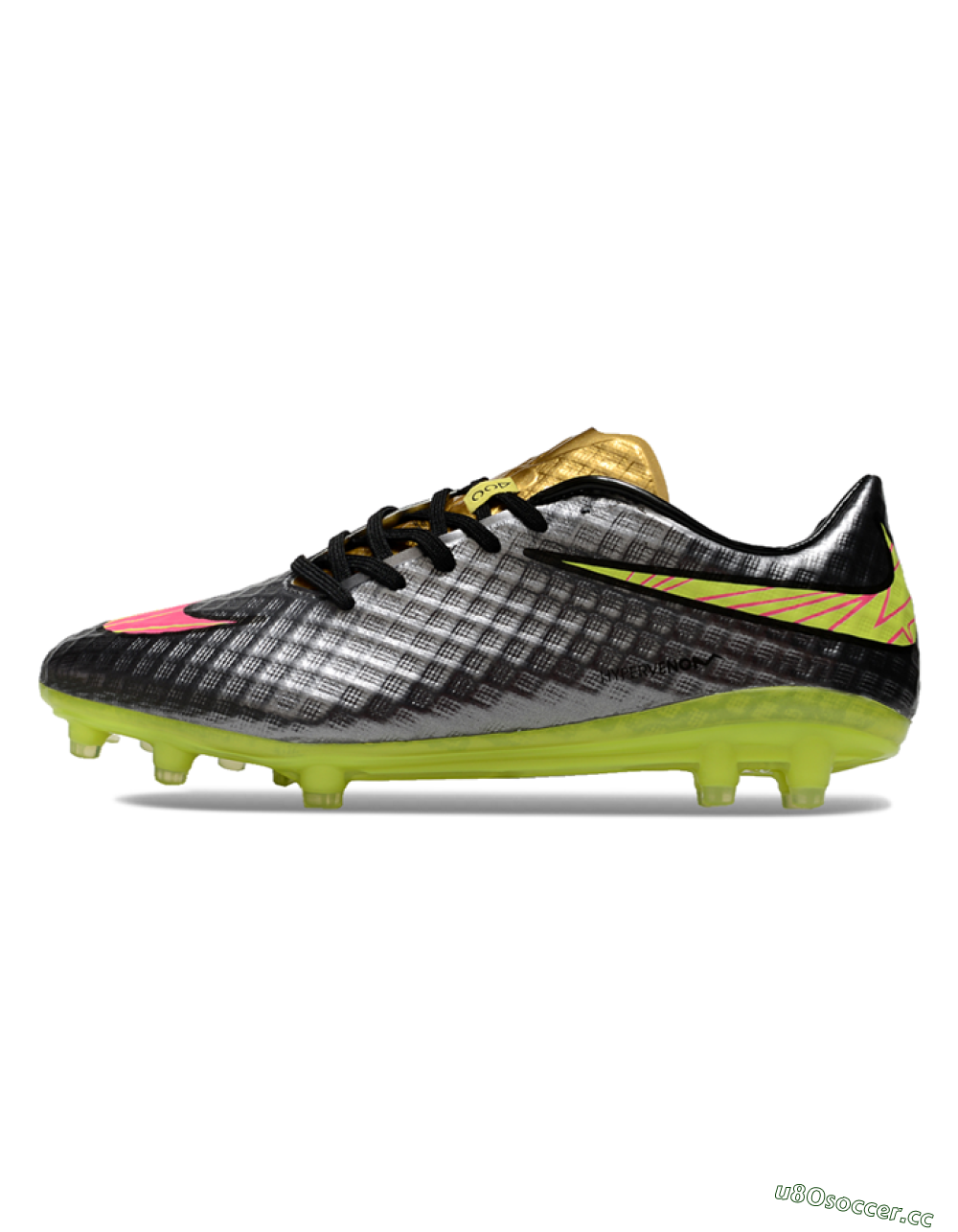 Men's Nike Hypervenom Phantom FG Firm Ground Low-Tops Football Boots - Black/Gold/Pink/Yellow 0