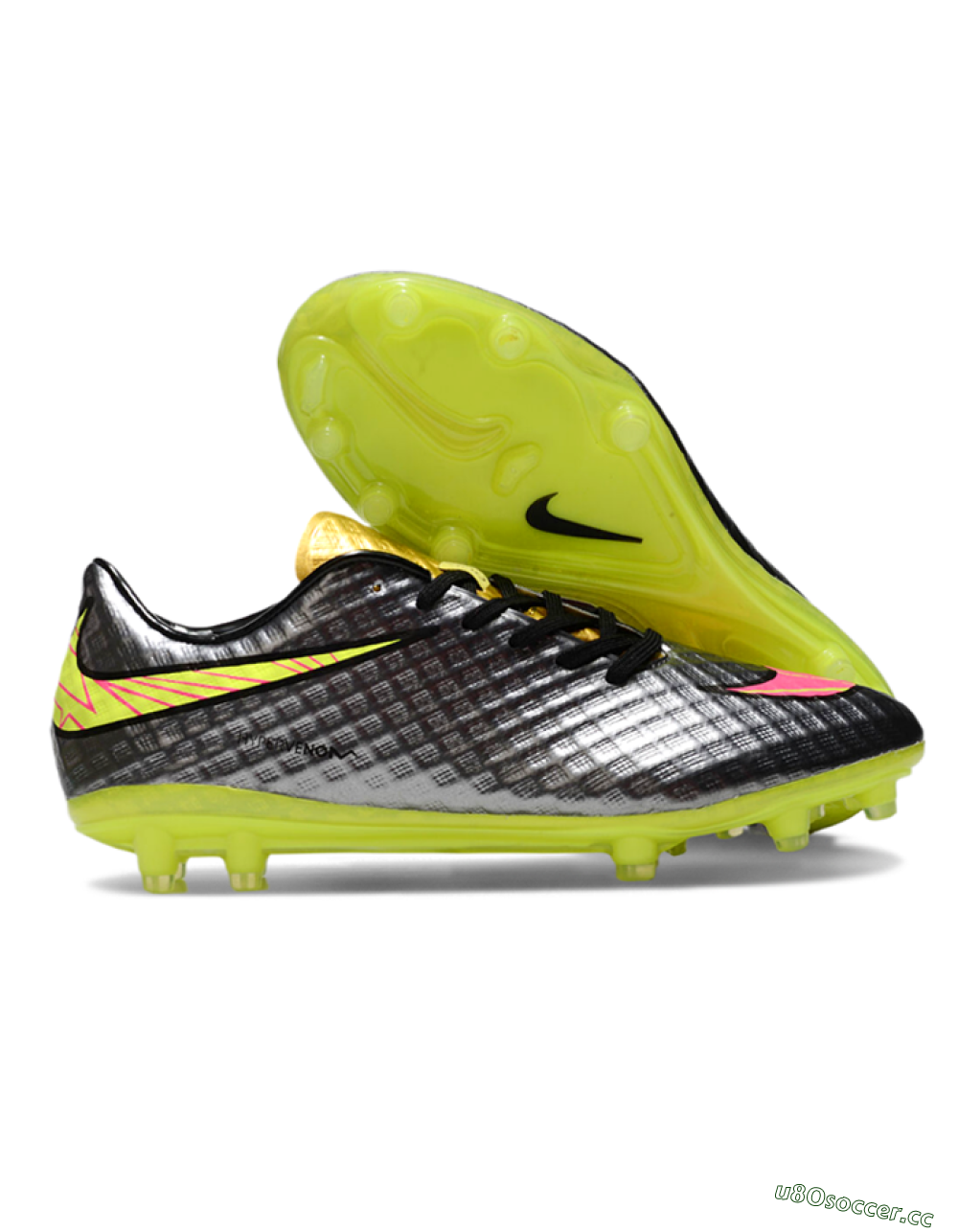 Men's Nike Hypervenom Phantom FG Firm Ground Low-Tops Football Boots - Black/Gold/Pink/Yellow 2