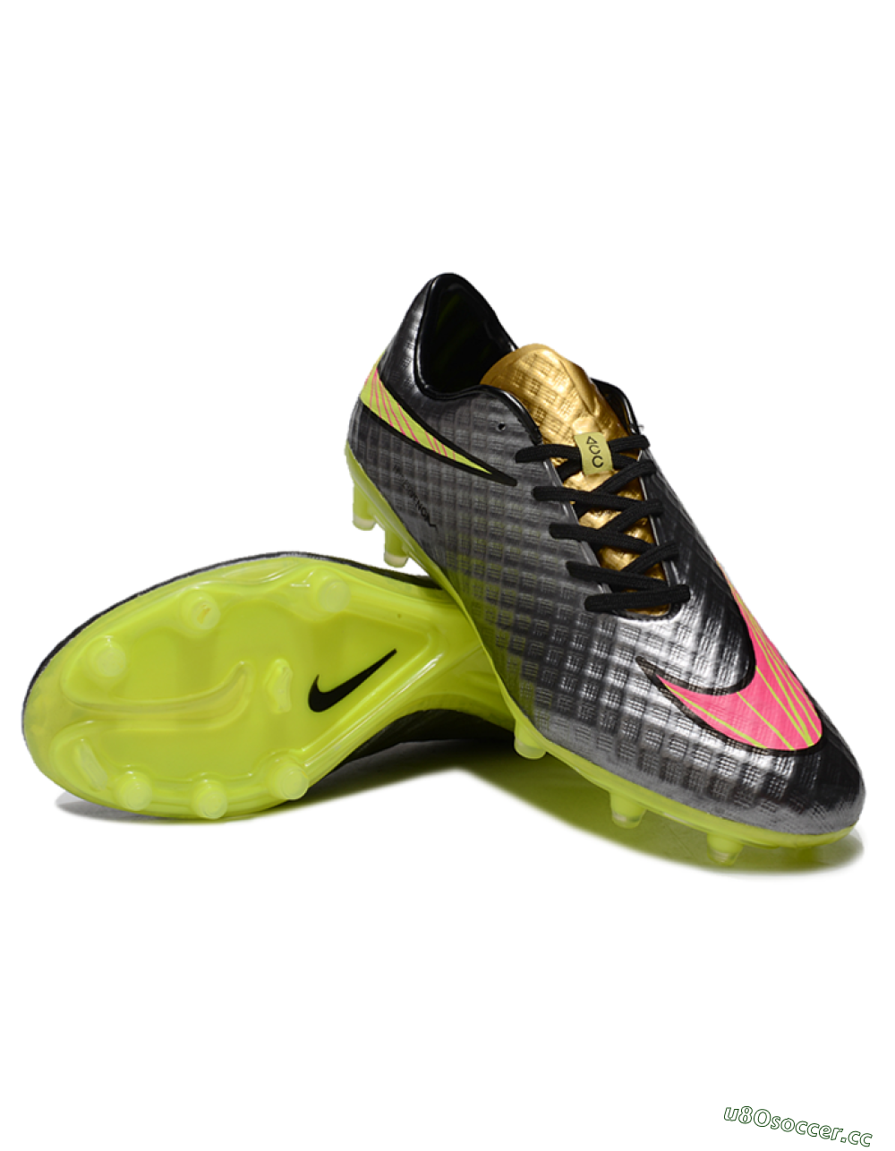 Men's Nike Hypervenom Phantom FG Firm Ground Low-Tops Football Boots - Black/Gold/Pink/Yellow 3