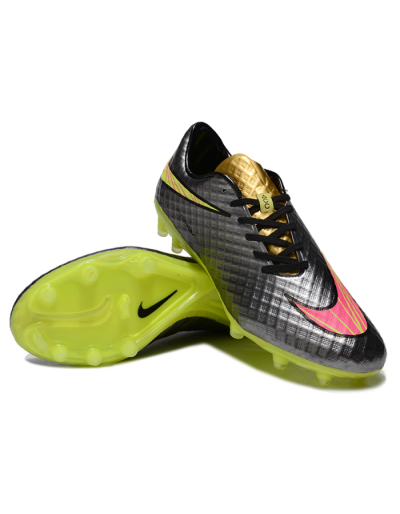 Men's Nike Hypervenom Phantom FG Firm Ground Low-Tops Football Boots - Black/Gold/Pink/Yellow