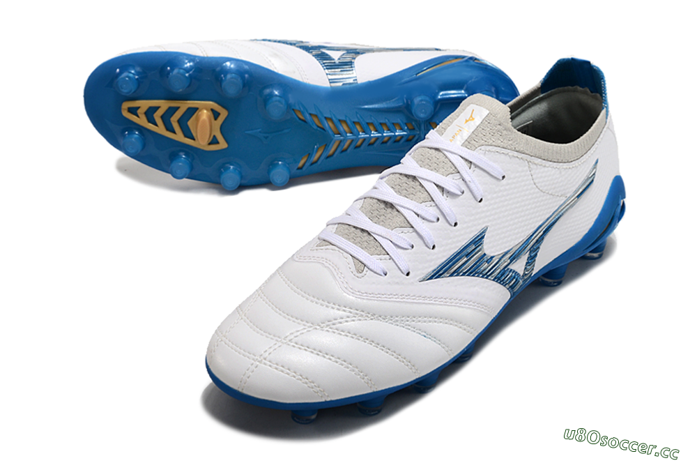 Women's Mizuno Morelia Neo 3 FG Firm Ground Low-Tops Football Boots - White/Blue/Yellow 3