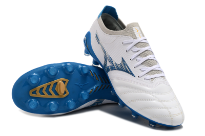 Women's Mizuno Morelia Neo 3 FG Firm Ground Low-Tops Football Boots - White/Blue/Yellow