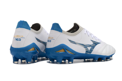Women's Mizuno Morelia Neo 3 FG Firm Ground Low-Tops Football Boots - White/Blue/Yellow