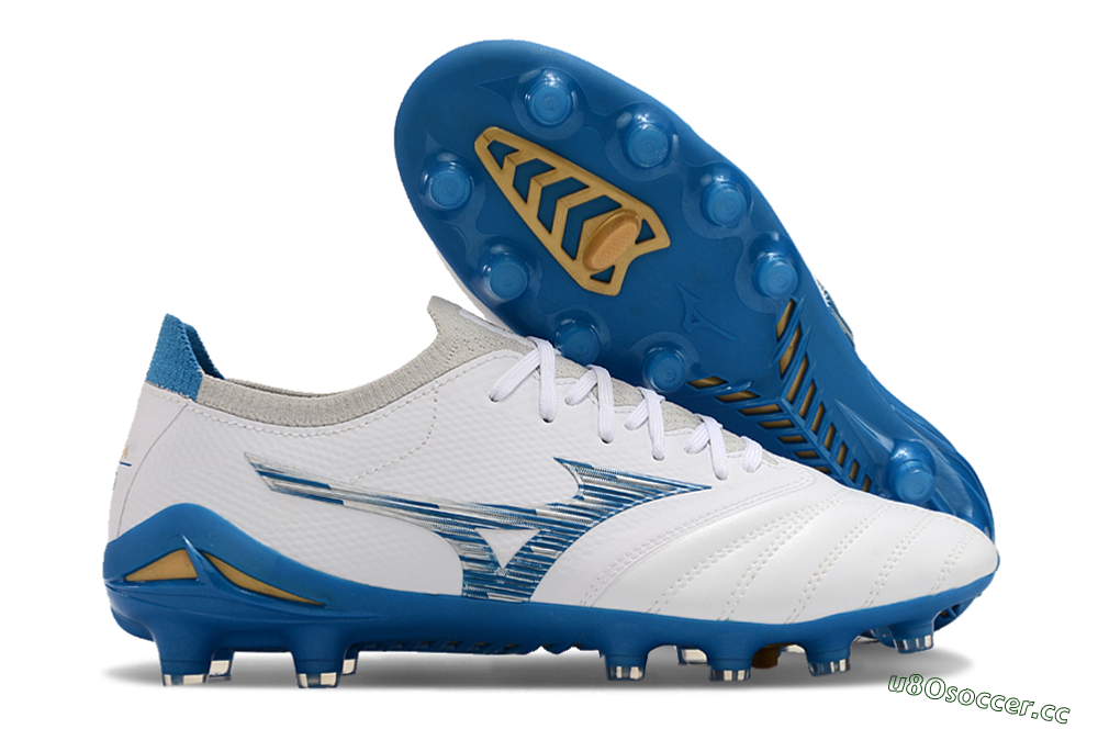 Women's Mizuno Morelia Neo 3 FG Firm Ground Low-Tops Football Boots - White/Blue/Yellow 2